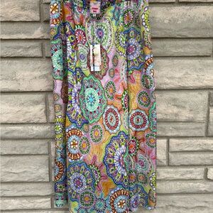 Johnny Was Silk Kiki A Line Maxi Skirt Naperron Print Lined XS, Large and 2XL